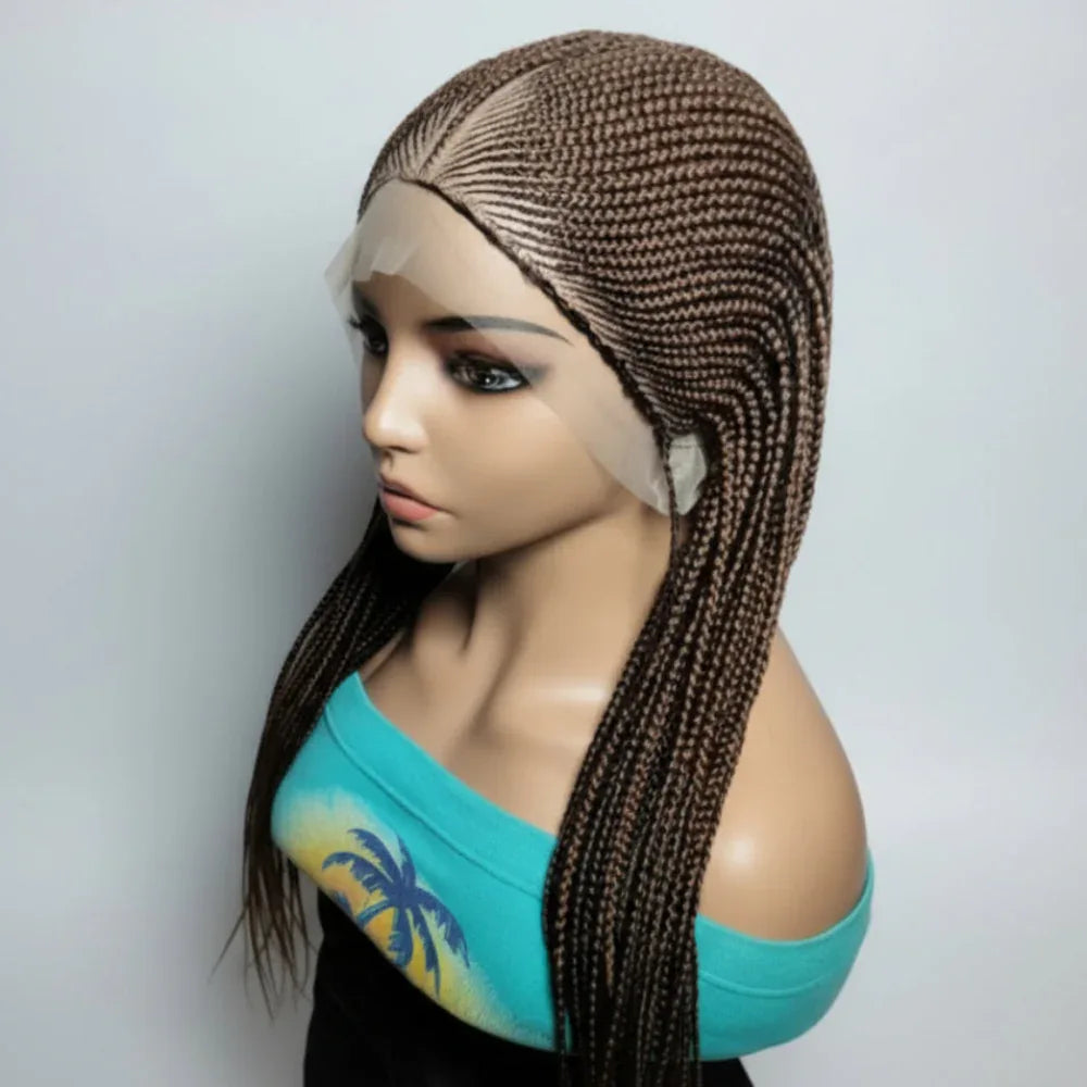 Handmade Braided Wig. Cornrow with Individual Box Braids. Full Lace with Baby Hair - EC Braided Wigs