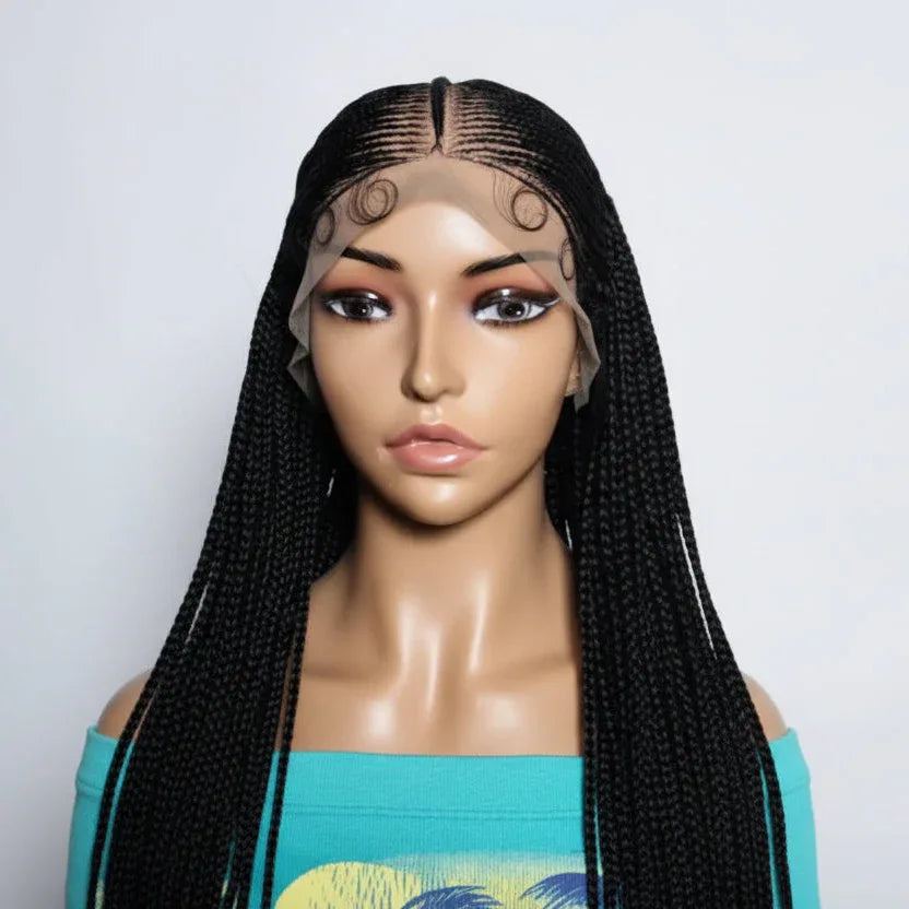 Handmade Braided Wig. Cornrow with Individual Box Braids. Full Lace with Baby Hair - EC Braided Wigs