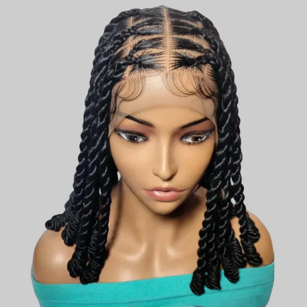 Large Knotless Box Braids Wig with Wrapped Ends. Protective Style - EC Braided Wigs