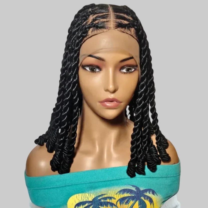 Large Knotless Box Braids Wig with Wrapped Ends. Protective Style - EC Braided Wigs