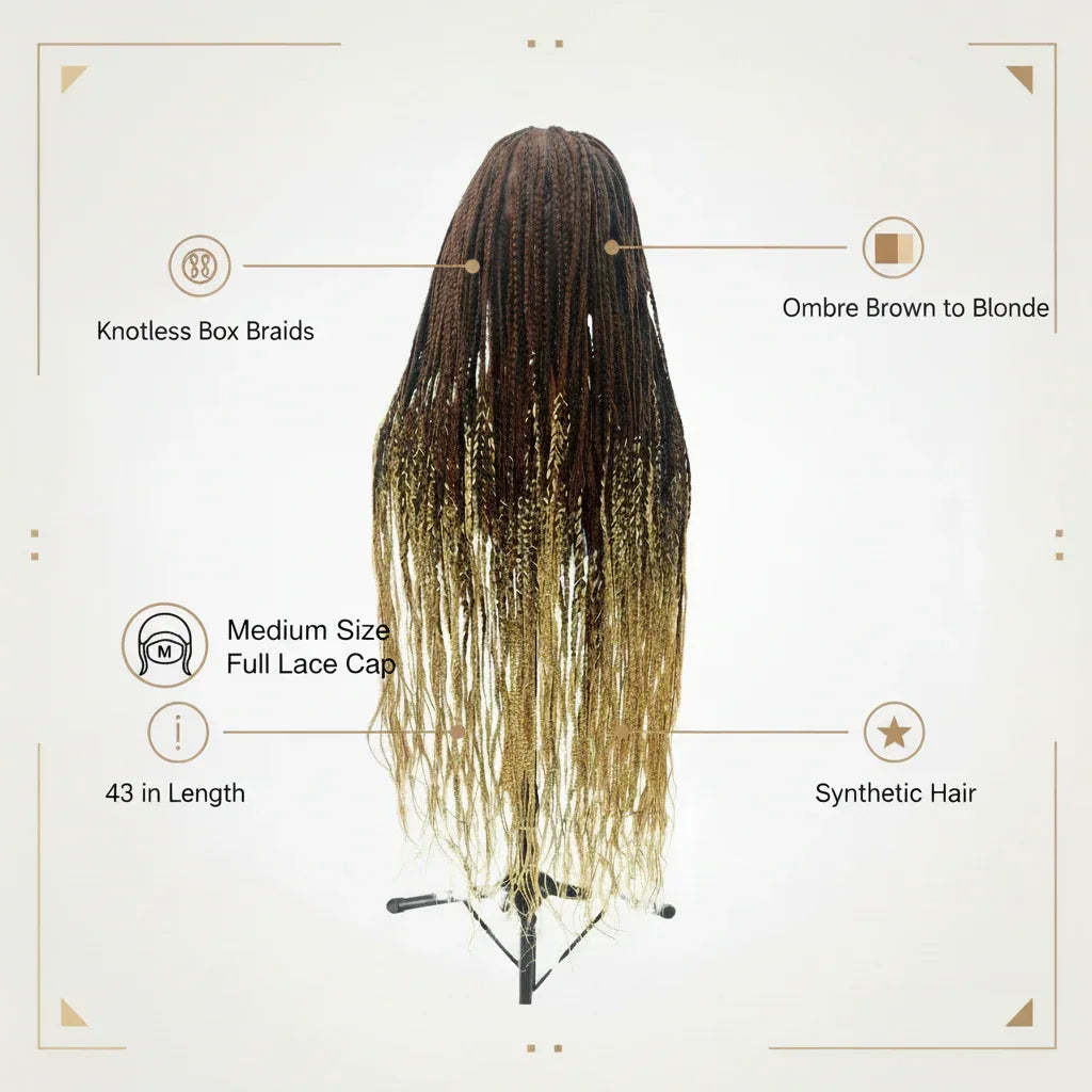 Knotless Box Braids. Full Lace with Baby Hair. Long Braided Wigs. - EC Braided Wigs