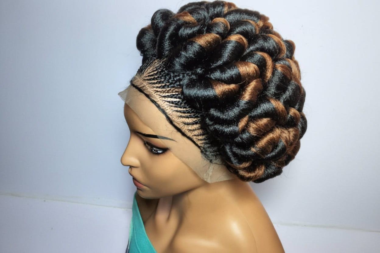 Large Twist Braids. Puff Braids, Protective Hair Styles
