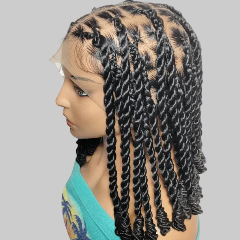Large Knotless Box Braids Wig with Wrapped Ends. Protective Style - EC Braided Wigs