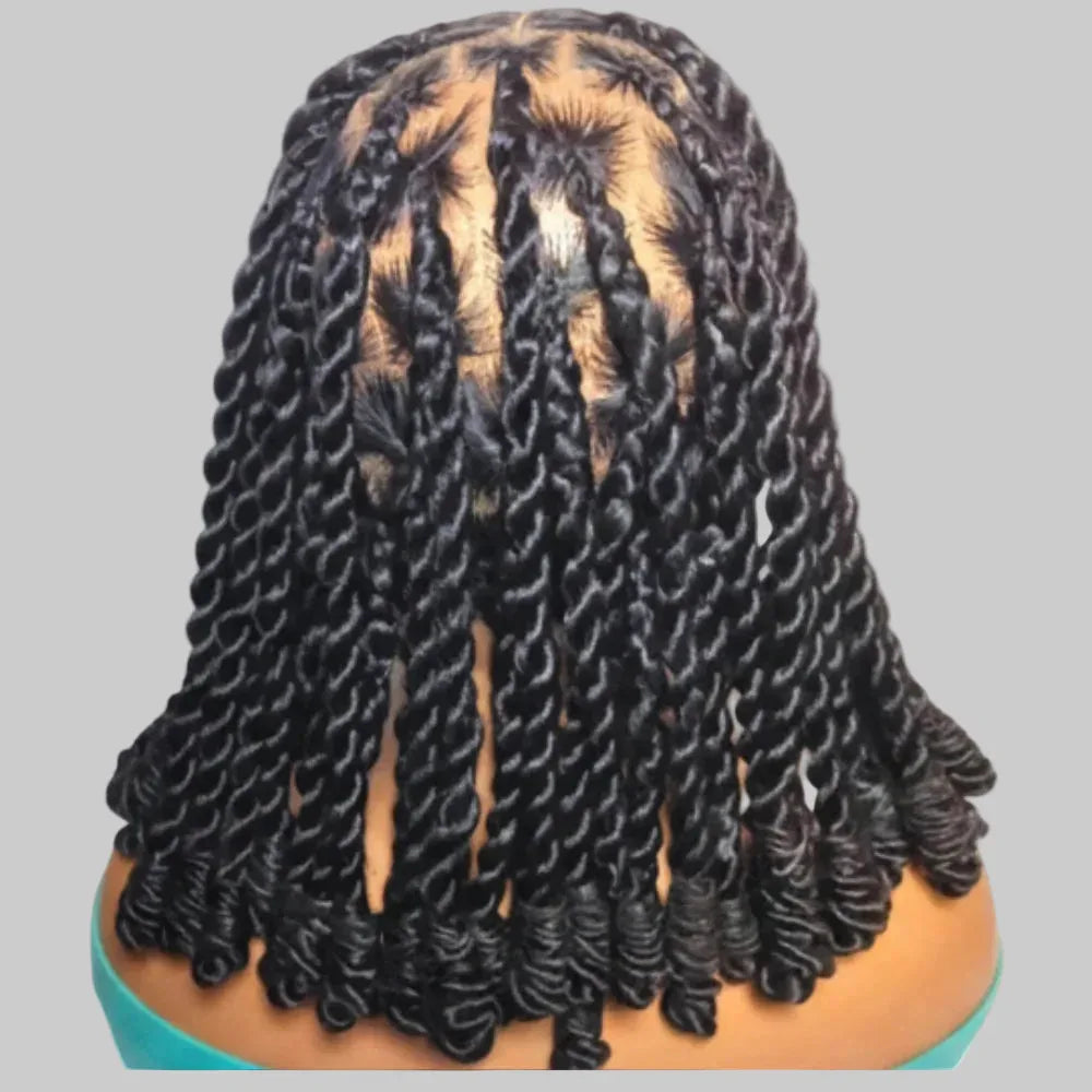 Large Knotless Box Braids Wig with Wrapped Ends. Protective Style - EC Braided Wigs