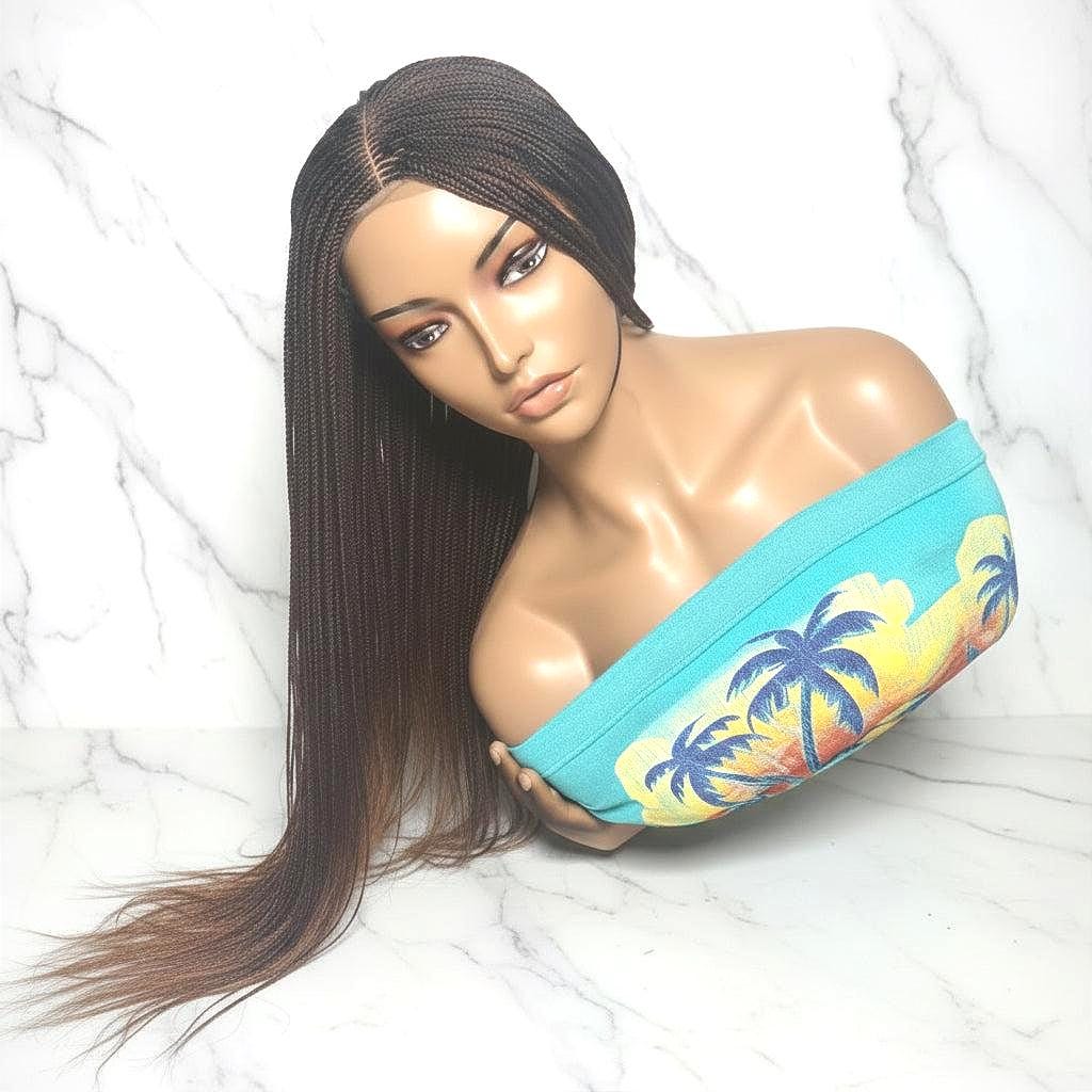 Micro Twist Braids. Frontal Lace Closure with Feather tips. Braided Wig