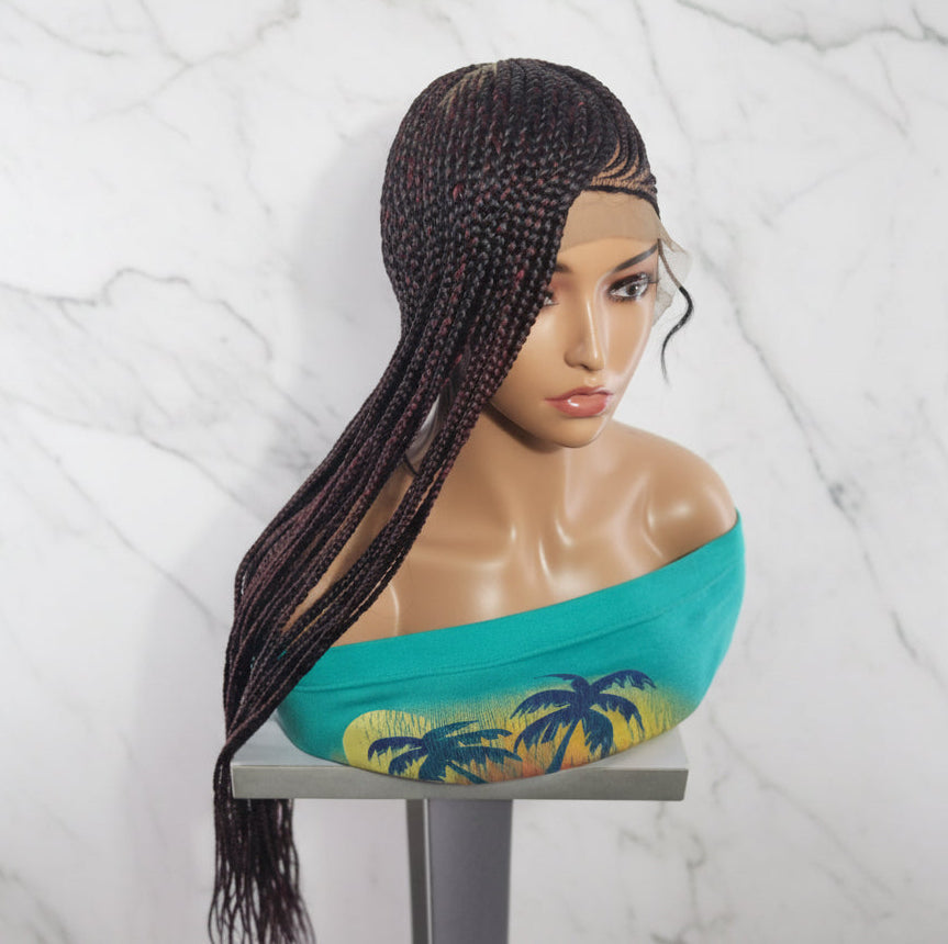 Handmade Side Lemonade Braids Braided Wig – Full Lace with Baby Hair