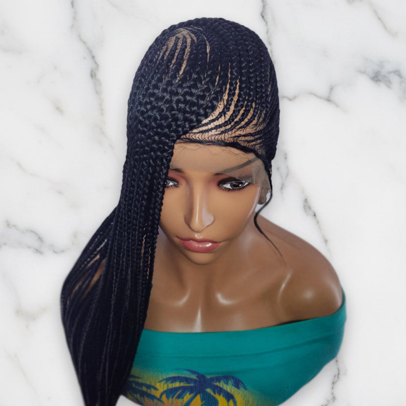 Handmade Side Lemonade Braids Braided Wig – Full Lace with Baby Hair