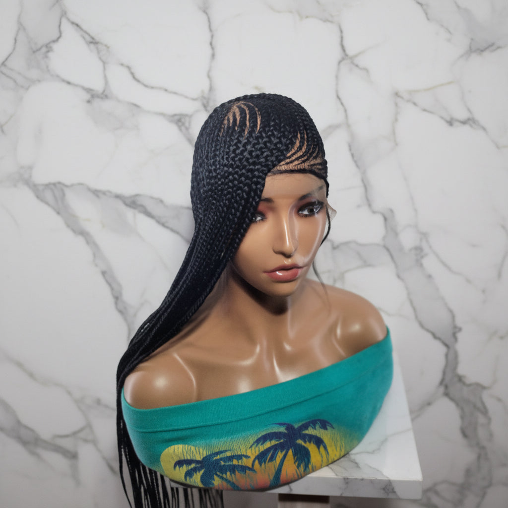 Handmade Side Lemonade Braids Braided Wig – Full Lace with Baby Hair