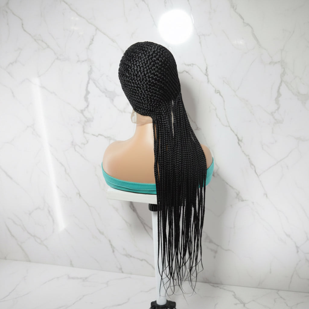 Handmade Side Lemonade Braids Braided Wig – Full Lace with Baby Hair