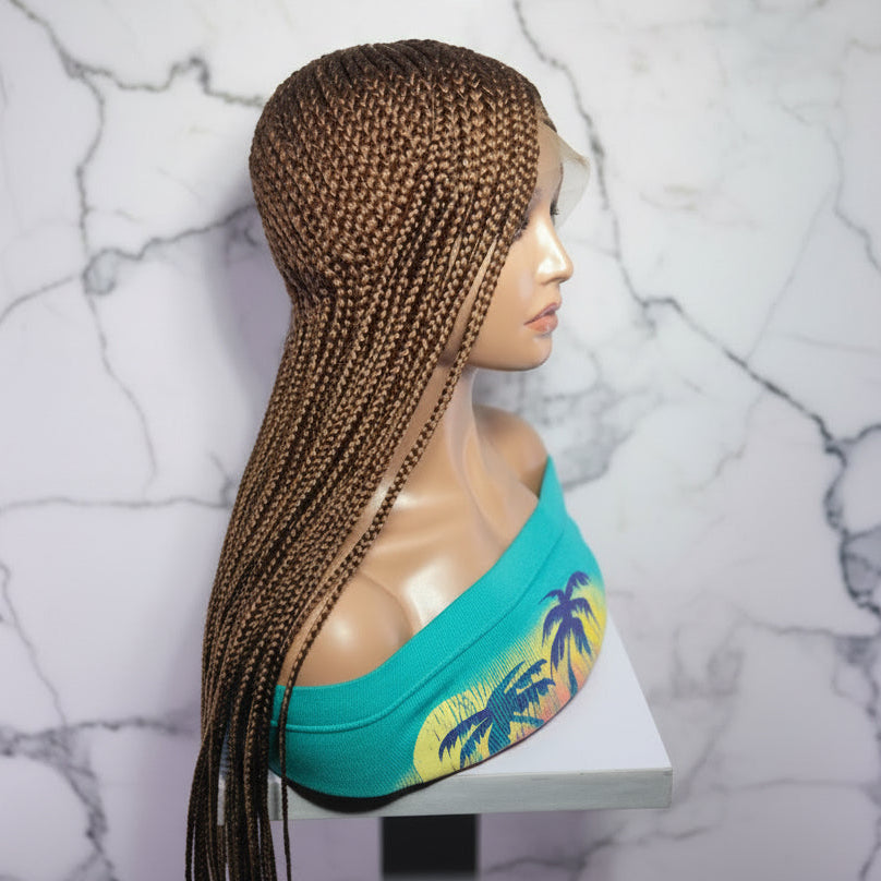 Handmade Side Lemonade Braids Braided Wig – Full Lace with Baby Hair