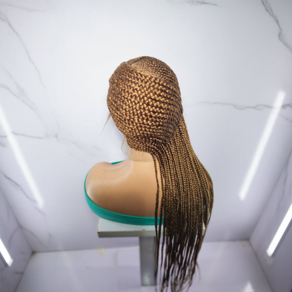 Handmade Side Lemonade Braids Braided Wig – Full Lace with Baby Hair
