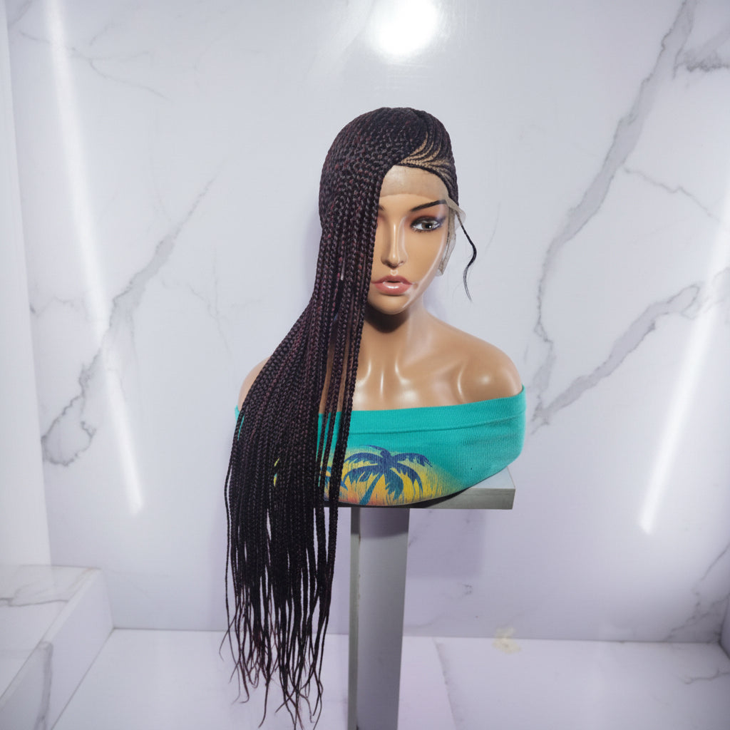 Handmade Side Lemonade Braids Braided Wig – Full Lace with Baby Hair