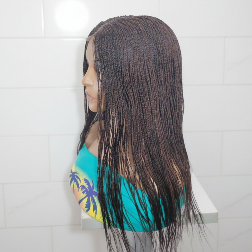 Micro Twist Knotless Braided Wig, Frontal Lace, Feather Tips