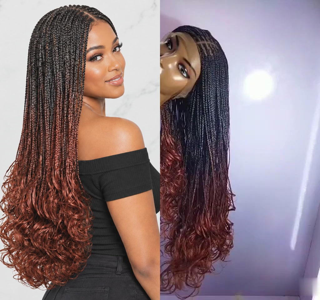 French Curls 360 HD Full Lace Knotless Braids Braided Wig. Ayya Hair